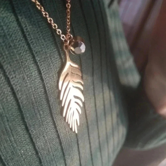 Palm Leaf Necklace Summer Beach Gold Boho 18k Gold - Picture 10 of 11